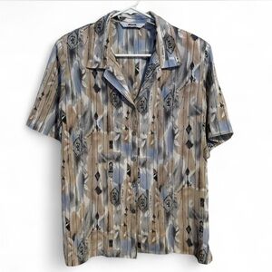 Artsy Alia Vintage Style Geometric Button Up